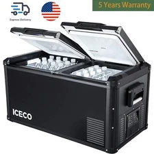 ICECO 79QT Portable Car Refrigerator Dual Zone Truck Fridge Freezer Camping 12V