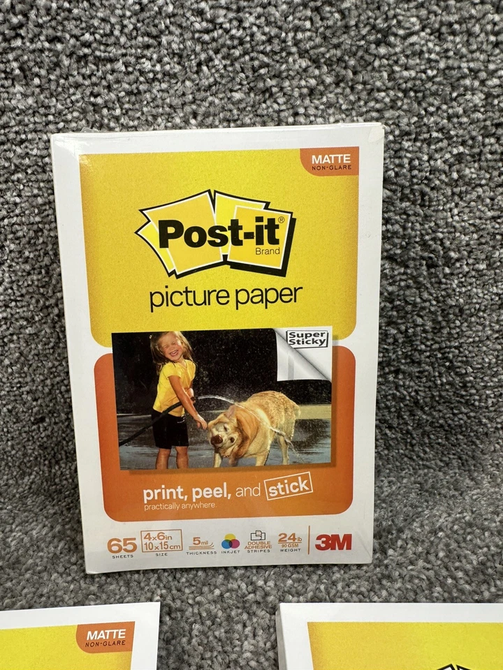 Papel fotográfico adhesivo Post-it 3M 65 y 25 hojas 4"x6" mate de inyección de tinta (115 en total) Foto 2 de 3