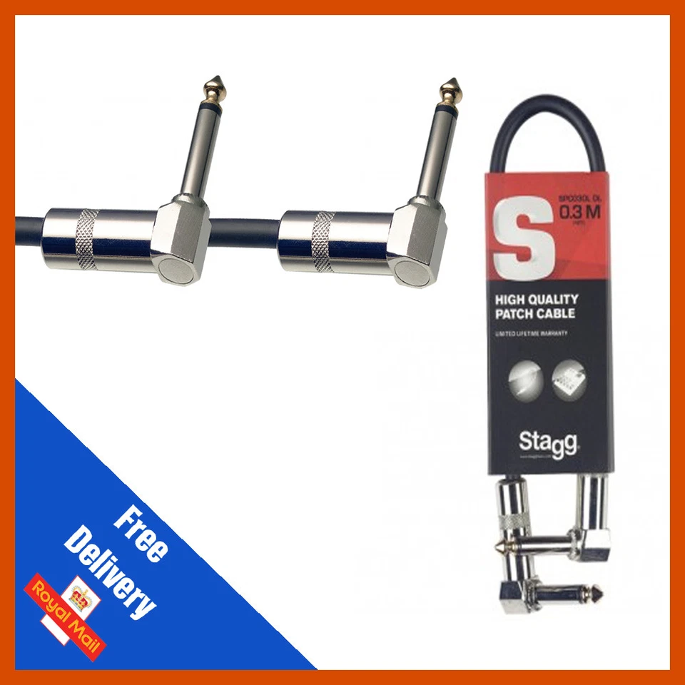 Stagg GUITAR FX PEDAL PATCH CABLE LEAD 30cm With Angled Jacks SPC030L DL