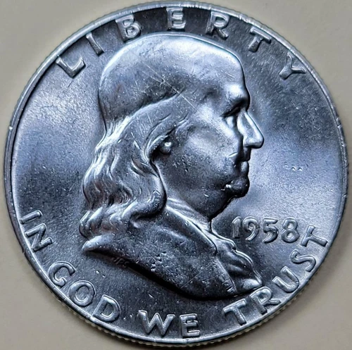 1958 Silver Benjamin Franklin Half Dollar - ** CHBU ** Very Nice Coin.