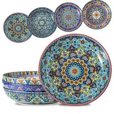Pasta Bowls Set of 4, 42 oz Ceramic Salad Bowls for Kitchen, Large Serving Bo...