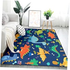 Cartoon Dinosaurs Area Rugs for Kids Blue Lovely Animal Patterns Carpet