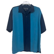 Nat Nast S Men Silk Colorblock Bowling Camp Long Sleeve Shirt Rockabilly Retro