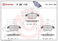 Brembo Bremsbelagsatz, Scheibenbremse P 85 113X FüR Audi