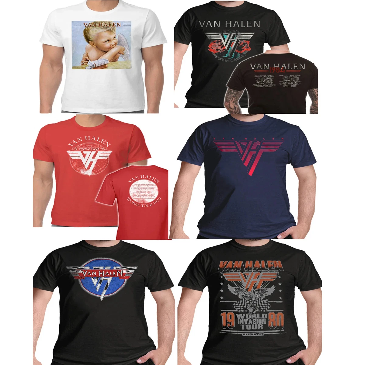 Rock off Officially Licensed Products Van Halen T Shirt Original Band Logo Nuovo Ufficiale Unisex Nero Size S