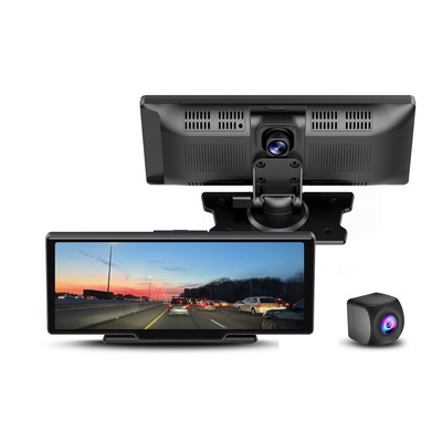 Portable Carplay & Android Auto Display with 1080P Dashcam, 10.3'' IPS Rear Cam