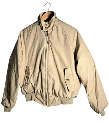 Vintage Bomberjacke Herren Gr. XL Beige Full Zip Decke Gefüttert Outdoor