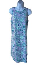 Talbots Effortless Jersey Shift Dress Womens MP Purple Floral Resortwear Beach