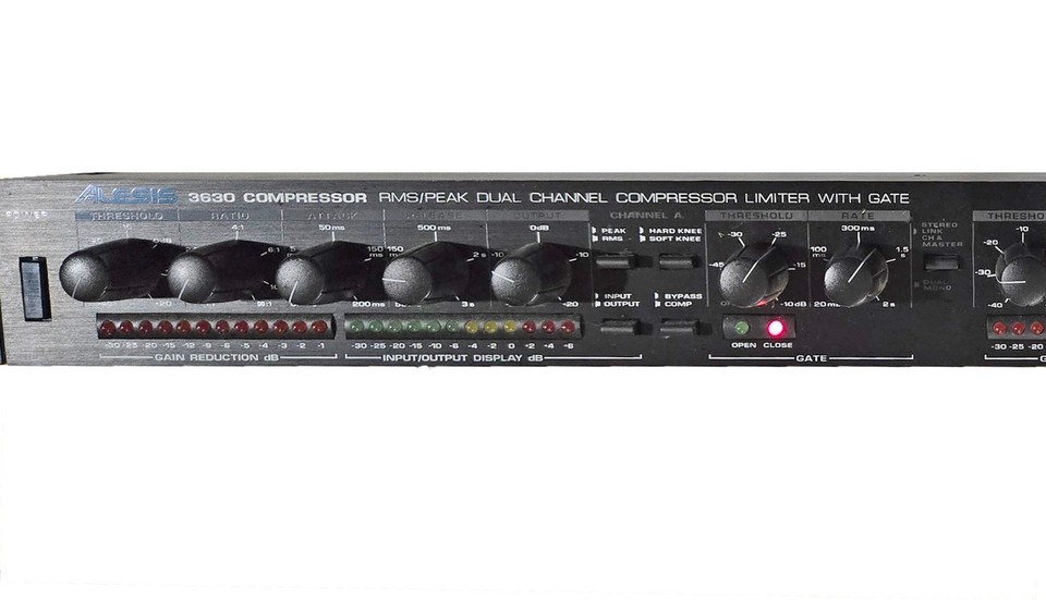 Alesis 3630 RMS/Peak Dual Channel Compressor/Limiter with Gate Rack ...