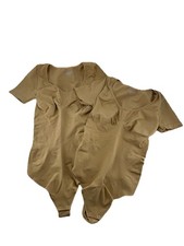 2 Short Sleeve Thong Bodysuits New Size Large Beige Mangopop