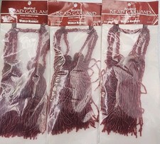3 Packs Burgundy Beaded Christmas Tree Garland Braided 100 Beads Tassels 52"