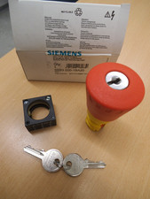 Siemens 3SB3 000-1BA20 E Emergency Stop/Stop Switch, 2 Keys, Unused, Original Packaging