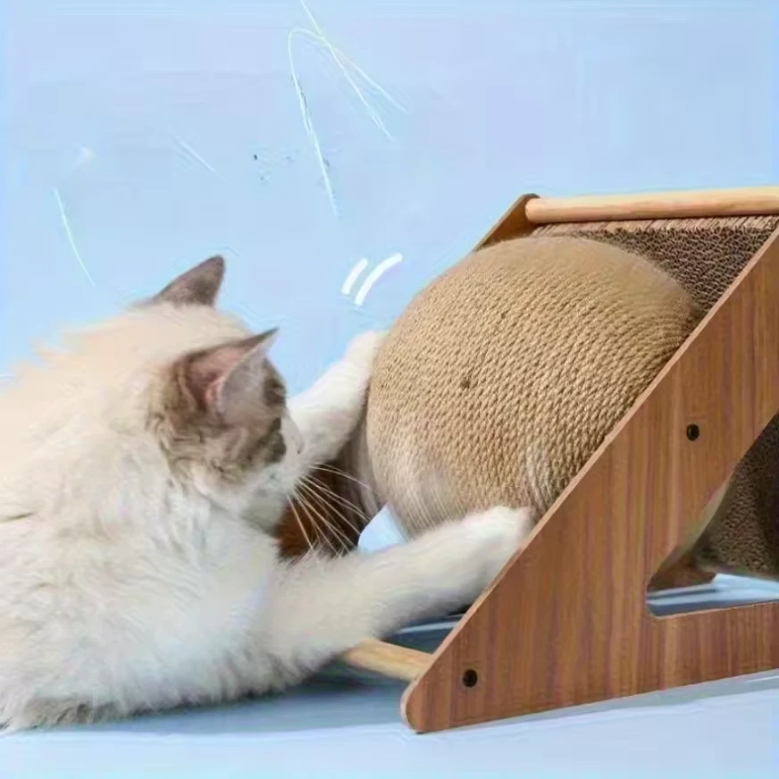 Cats Scratching Mat Sisal Cardboard with Rotary Ball Toy for Cats & Rabbits