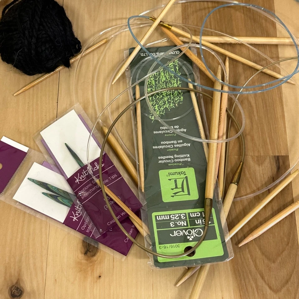 Alpaca Wool Cotton Acrylic Mixed Yards Ball Lot With Knitting Needles  - Image 4 of 4