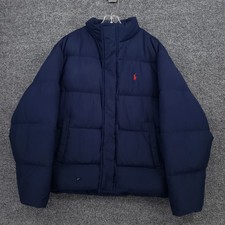Polo Ralph Lauren Jacket Boys Medium Navy Blue Down Puffer Full Zip Insulated