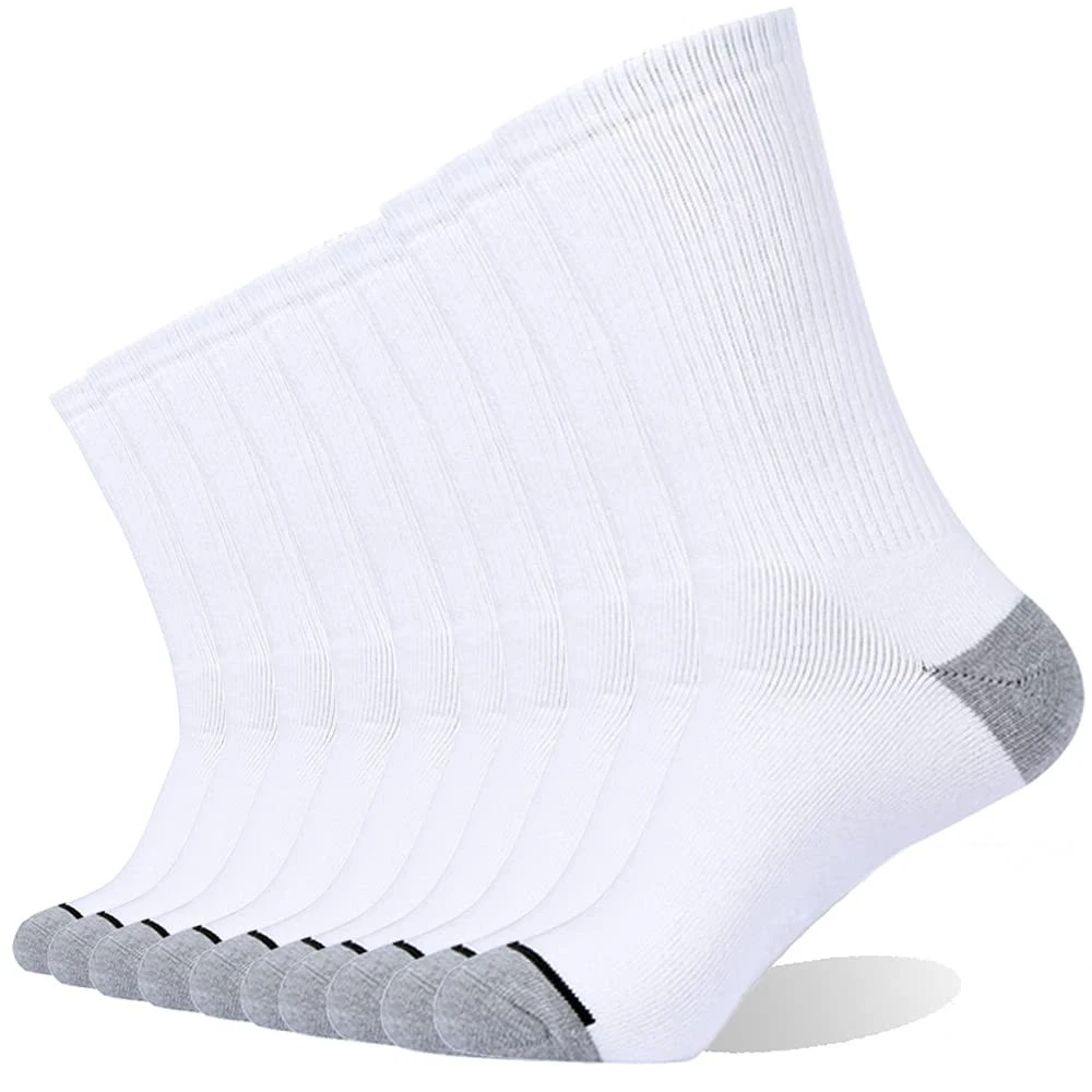 Unisex Cotton Crew Socks 10-Pack Moisture Wicking Cushioned Comfort
