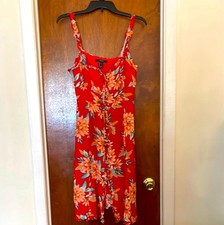 Forever 21 Red Sundress with Spaghetti Straps and Floral Design