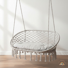 2 Person Macrame Hammock Swing Chair Boho Indoor Outdoor Porch Patio 330lb