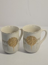 Mid Century Japan Otagiri Golden Mist Coffee or tea Mug Cups Set of 2 Gold Rim