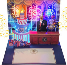 3D Pop-Up Birthday Card with Music Light President S Voice Funny Greeting, H