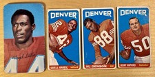 1965 Topps Denver Broncos Tallboys (3) + 1970 Floyd Little Super Jumbo Card
