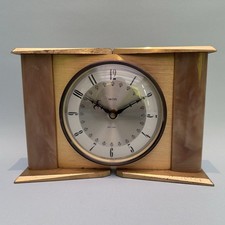 Vintage Smiths Mantle Clock Brass and Faux Marble See DESC