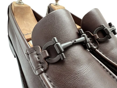 $995 Salvatore Ferragamo Mens GIFT Brown Shoes Gancini Horsebit Loafers 9.5 D