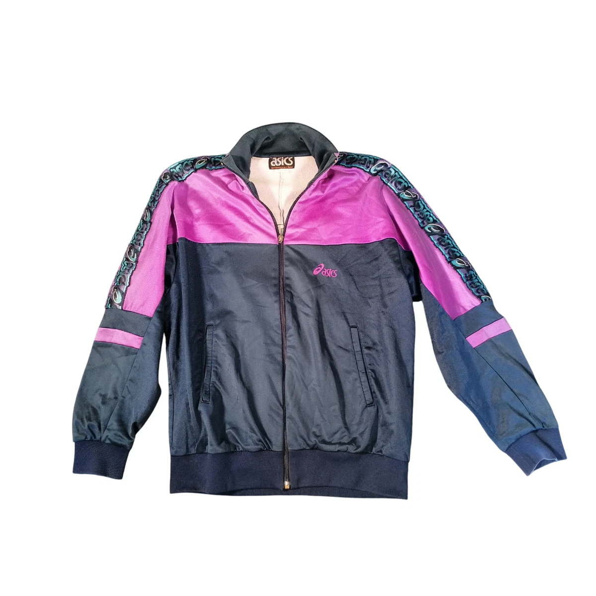 Imperméable vintage à blocs de couleurs : coupe-vent rouge violet, L/XL - France