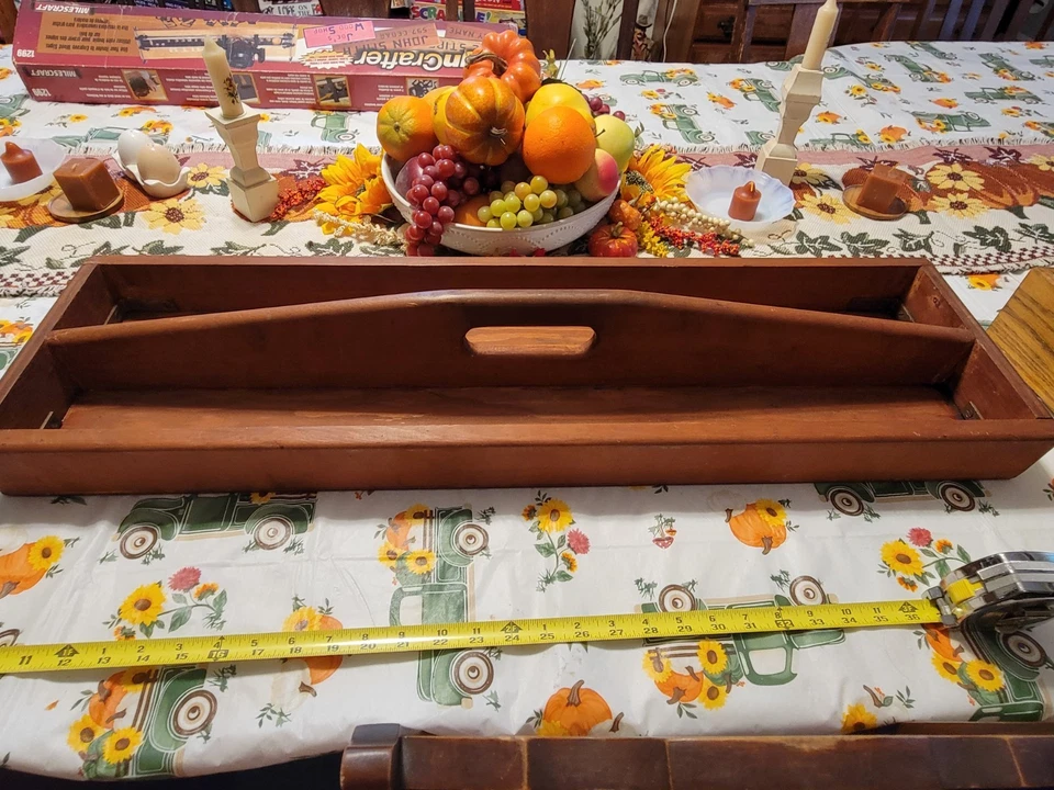 Lg Antique Wooden Tool Caddy Primitive Farmhouse Decor - Image 2 of 4