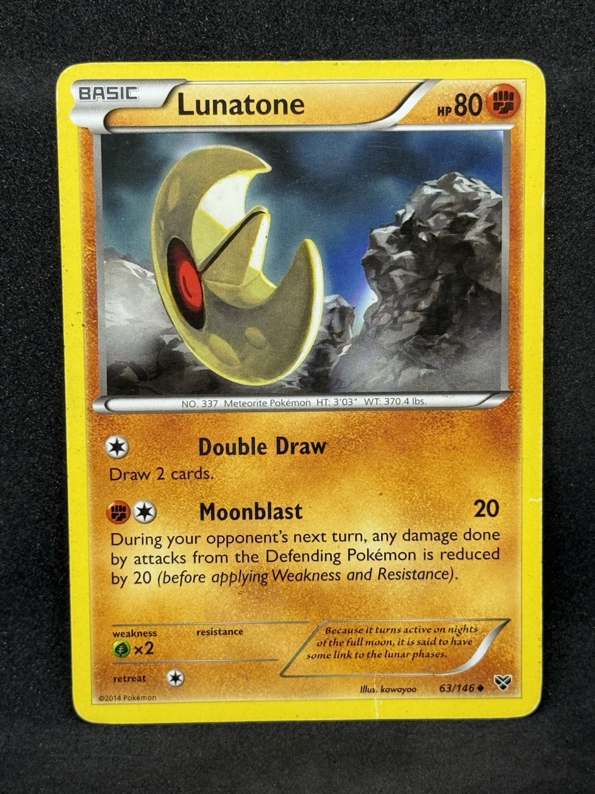 Uncommon Lunatone Pokemon Card, XY Set 63/146 HP