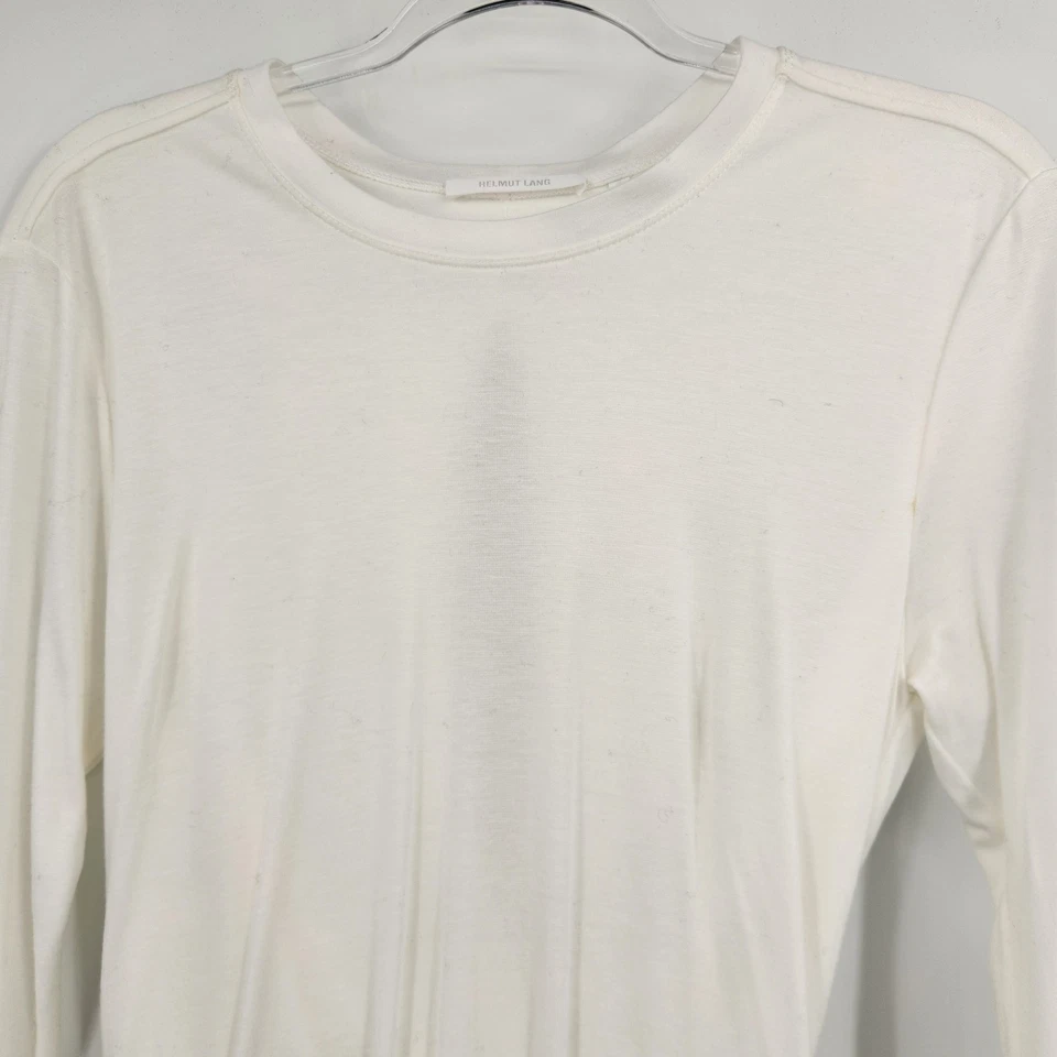 Camiseta Helmut Lang espalda retorcida manga larga para mujer talla XS blanca cuello redondo Foto 3 de 4