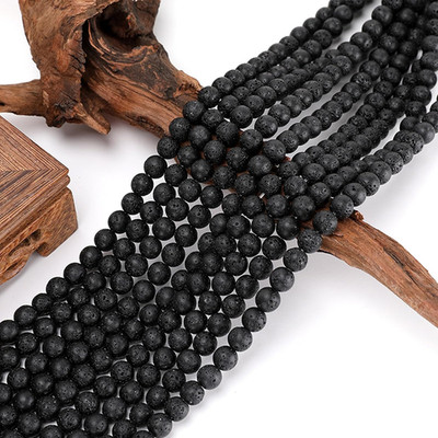 Schwarze Lavaperlen 378pcs 6mm Glücks Lavastein Vulkanstein Naturstein Perlen fü