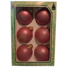 Christmas by Krebs Antique Rose Glass Ornaments Set of 6 Vintage Pink 2.5 Inch