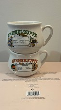 Suppentassen Set Zwiebelsuppe und Hühnersuppe mit aufgedruckten Rezepten 2 Stück
