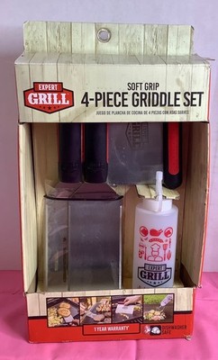 EXPERT GRILL Soft Grip 4 Piece Griddle Kit Spatula Squeeze Bottle BBQ