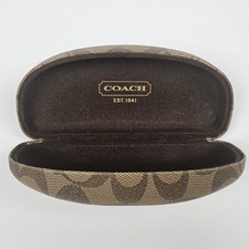 Coach Signature Tan Brown Hard Clam Shell Eye Glasses Sunglasses Case