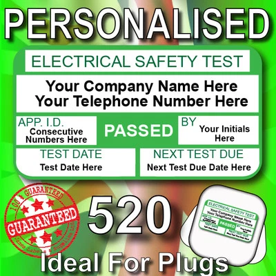 JAMES LABELS 520 PAT TEST Personalised Labels - Ideal For Plugs - PAT TESTER LABELS