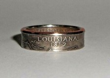 "Sealed" LOUISIANA US STATE QUARTER handmade coin ring or pendant size 4-14