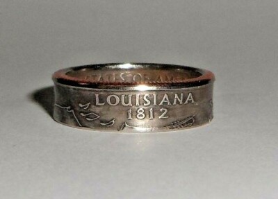 ''Sealed'' LOUISIANA US STATE QUARTER handmade coin ring or pendant size 4-14
