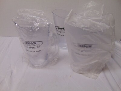 (5) Harpoon Brewery plastic beer pitchers Boston MA clear with Divider full size