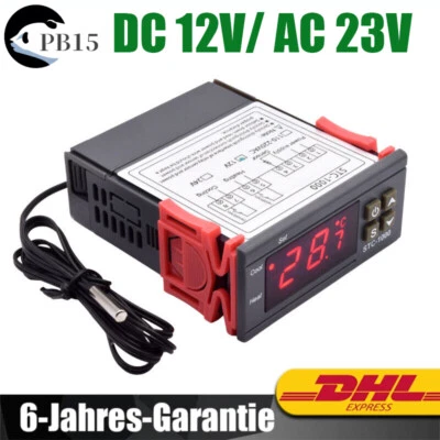 MARKENLOS Temperaturregler STC-1000 DC 12V Digital LCD Anzeige AC 230V mit NTC-Sensorsonde