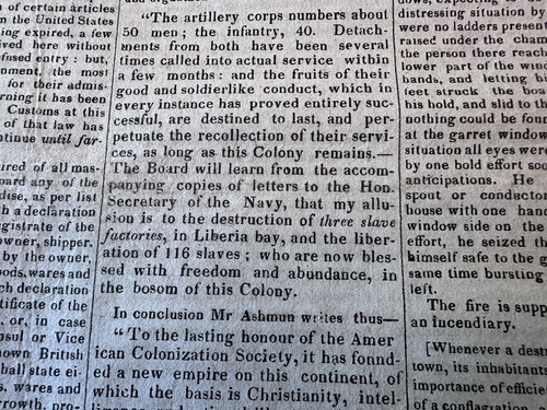1826 Slave Traders Attacked American Colonization Society Liberia Newspaper - Picture 5 of 12