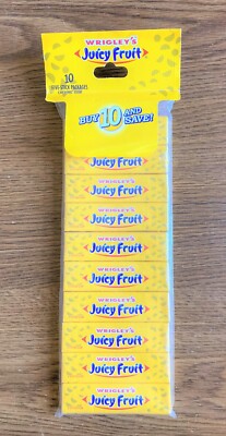 Vtg Wrigley's Juicy Fruit Chewing Gum 10 Lot  Pack 5 piece Unopened Sealed 2008