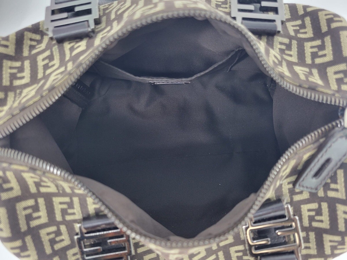 FENDI Zucca Zucchino Vintage Mini Boston Canvas Bag Brown FENDI Zucca Zucchino Vintage Mini Boston Canvas Bag Brown