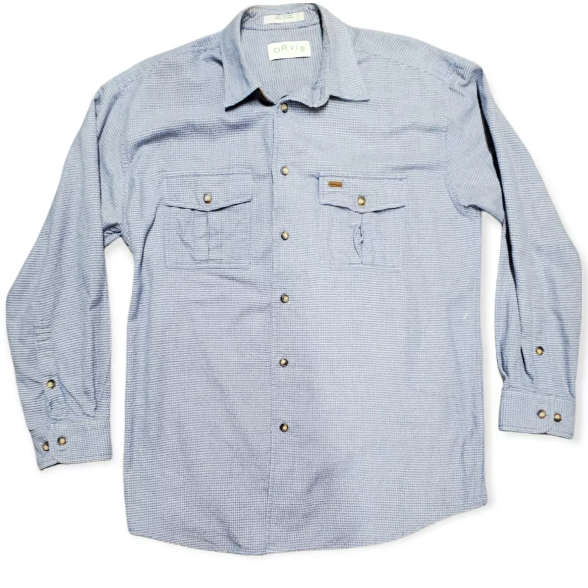 Orvis Men's Long Sleeve Shirt L Oxford Relaxed Brushed Cotton