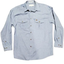 Orvis Men's Long Sleeve Shirt L Oxford Relaxed Brushed Cotton Blue Plaid