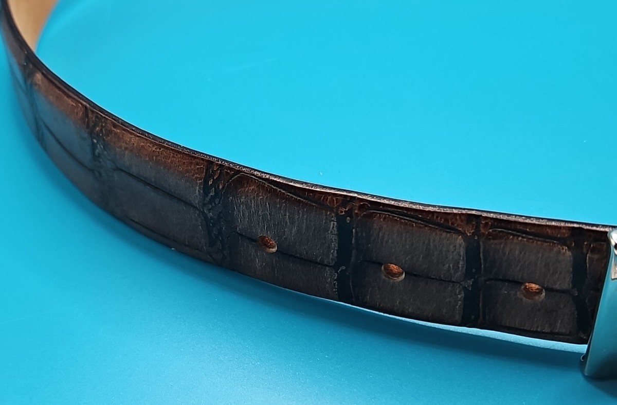 Harold Powell Belt Italian Leather Dk Brown Croc Silver 