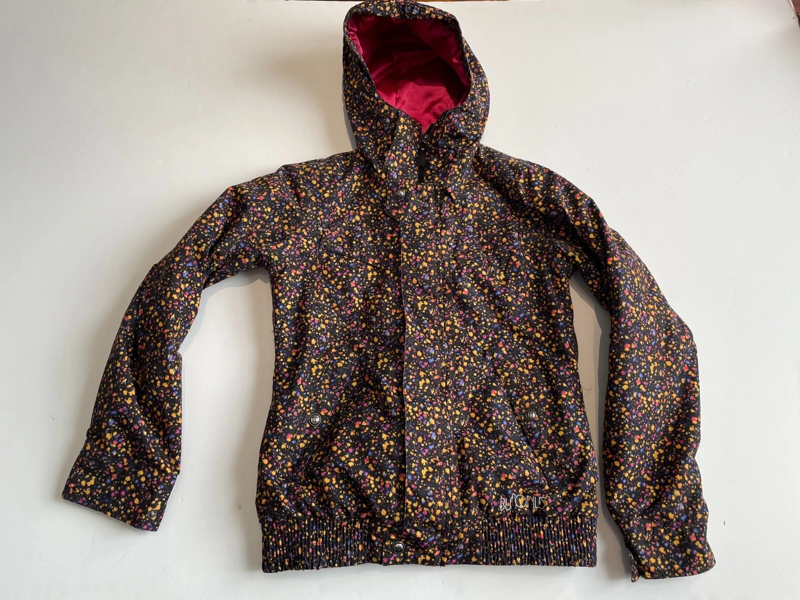 burton dryride tabloid polka dot hooded coat jacket