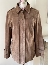 Mocha Tan Brown Real Suede Jacket Military Style 1990s Size 14/16 Uk