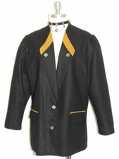 Black Wool Jacket Over Coat German Dirndl Women Winter Evening Dress B48" 18 Xl